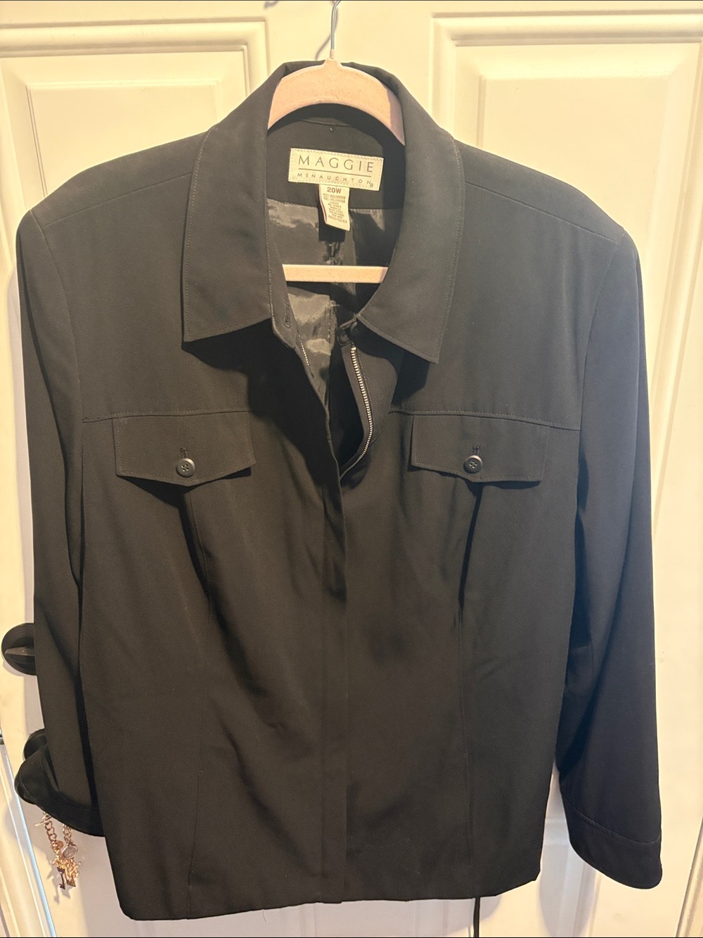 Maggy London Black Utility Jacket with Flap Pockets